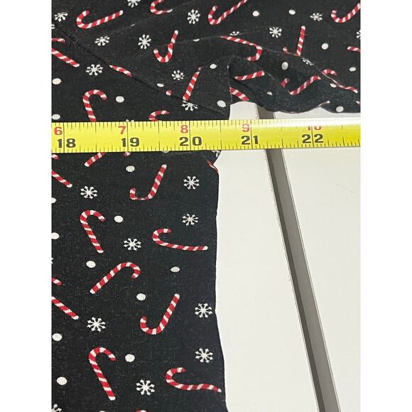 Intro Black Candy Cane and Snowflake Long Sleeve Top with Pleated back - size PL - Picture 6 of 7